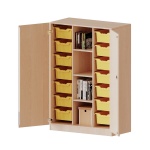 ErgoTray Schrank, 3reihig, 4 OH, zweitürig, mit 14 hohen Boxen, B/H/T 104,5x154x50cm 